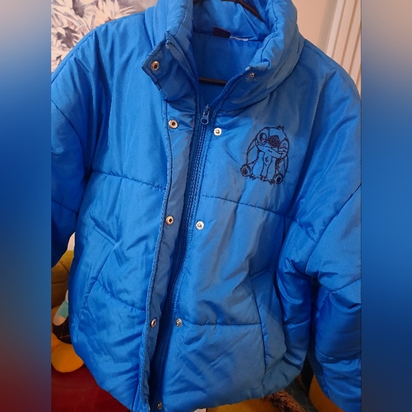 Disney Exclusive STITCH Women's Blue Puffer Jacket, size M, New 💖 No Tags - Picture 4 of 15
